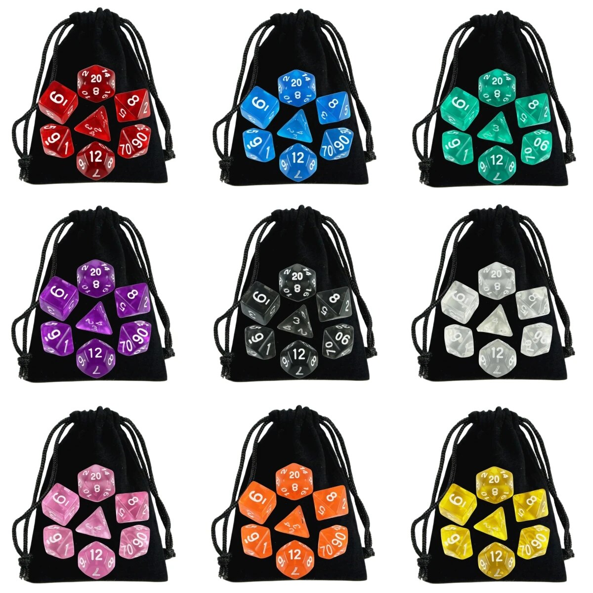 Dados DND, dados poliédricos RPG, juego de dados transparente de alta calidad, varios colores maravillosos para juegos de mesa DND RPG, juegos de fiesta