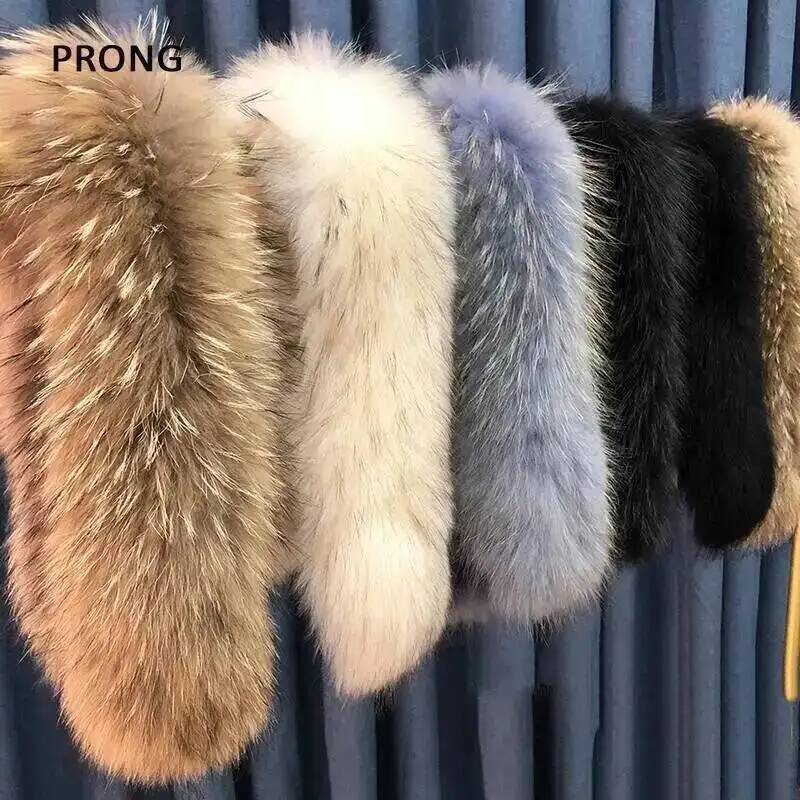 100% véritable col de fourrure de luxe chaud naturel fourrure de raton laveur écharpe femmes véritable col de fourrure foulards grand châle de fourrure mâle veste manteau