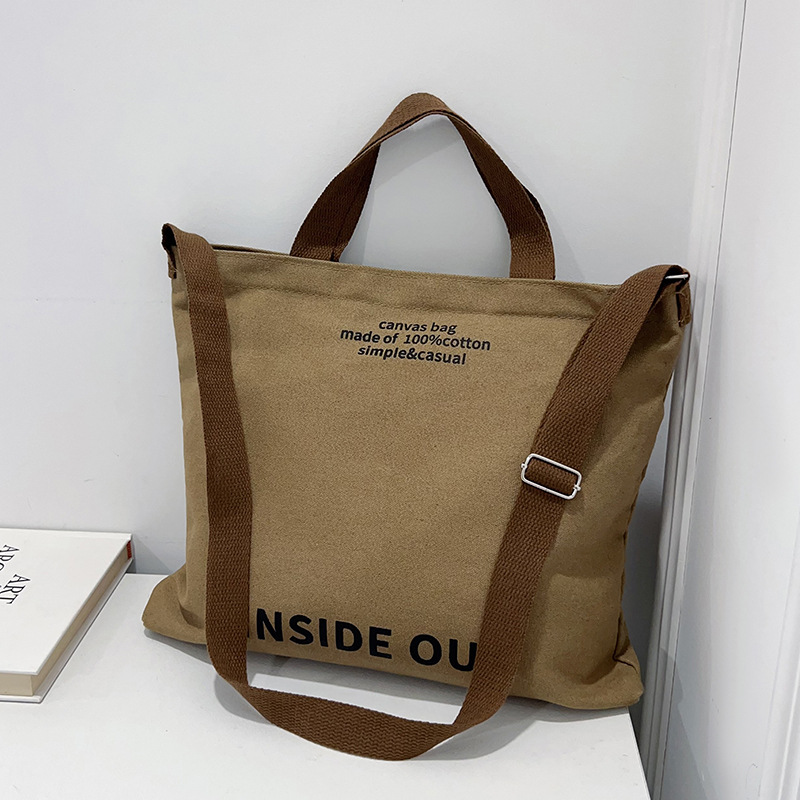 Japanese Canvas Men's and Women's Messenger Bags, Washed Canvas Thickened Handbags, Large-capacity Trendy Urban Literature and A