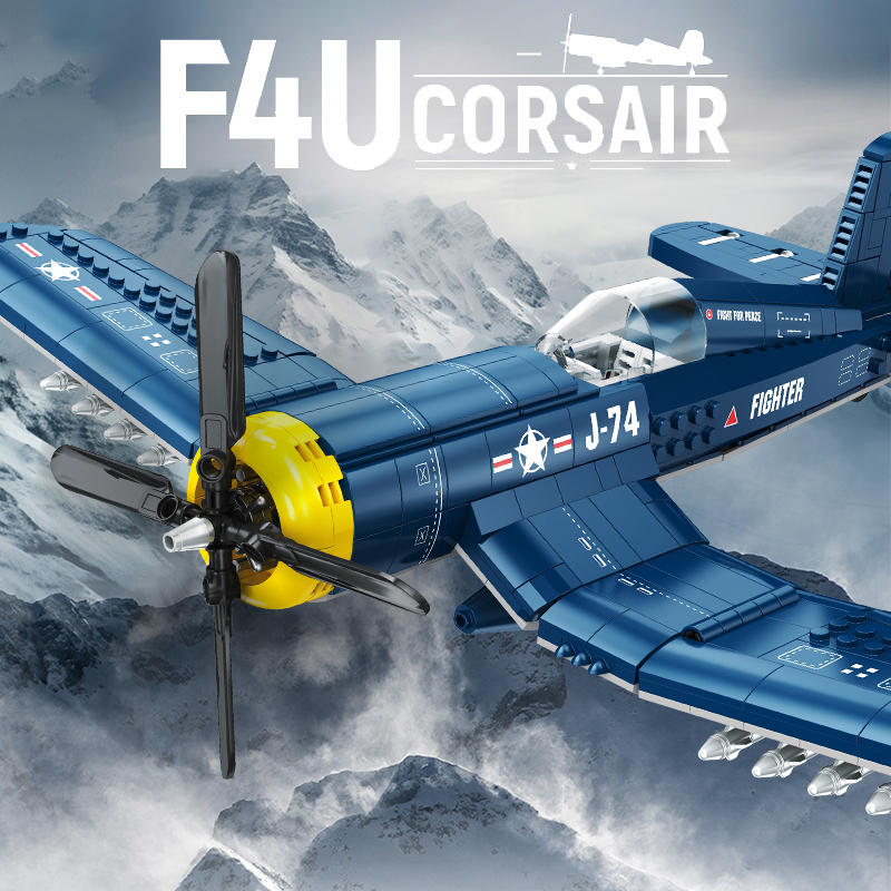 F4U Corsair Fighter Bouwstenen DIY WW2 Leger Marine Vliegtuig Model Bakstenen Woondecoratie Assembleren Speelgoed Voor Verjaardagscadeaus