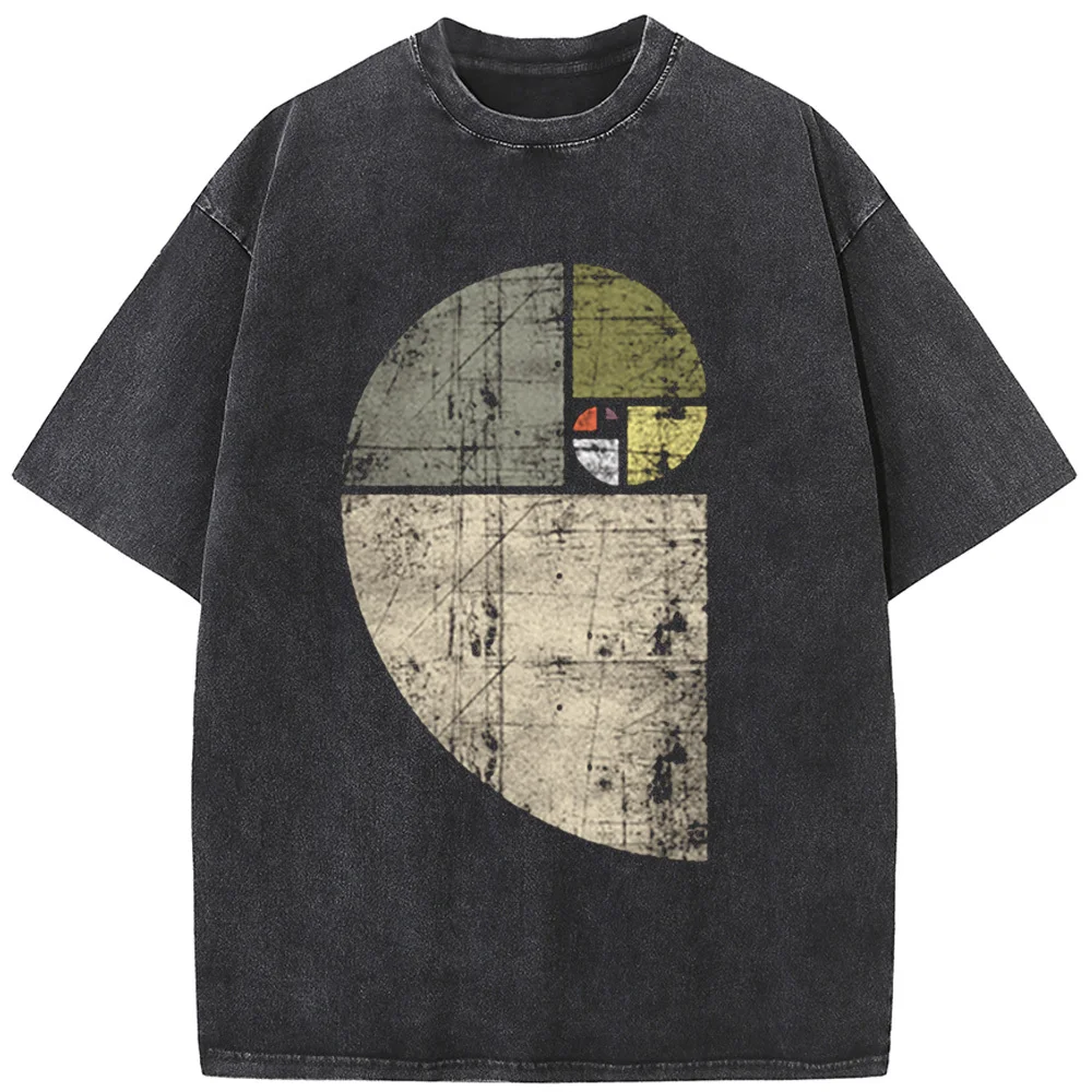 Kaus Y2k Leher Bulat Lengan Pendek Pria Fibonacci Washed Pakaian Pria Keluaran Baru Kaus Tee T-shirt untuk Pria Ropa Hombre
