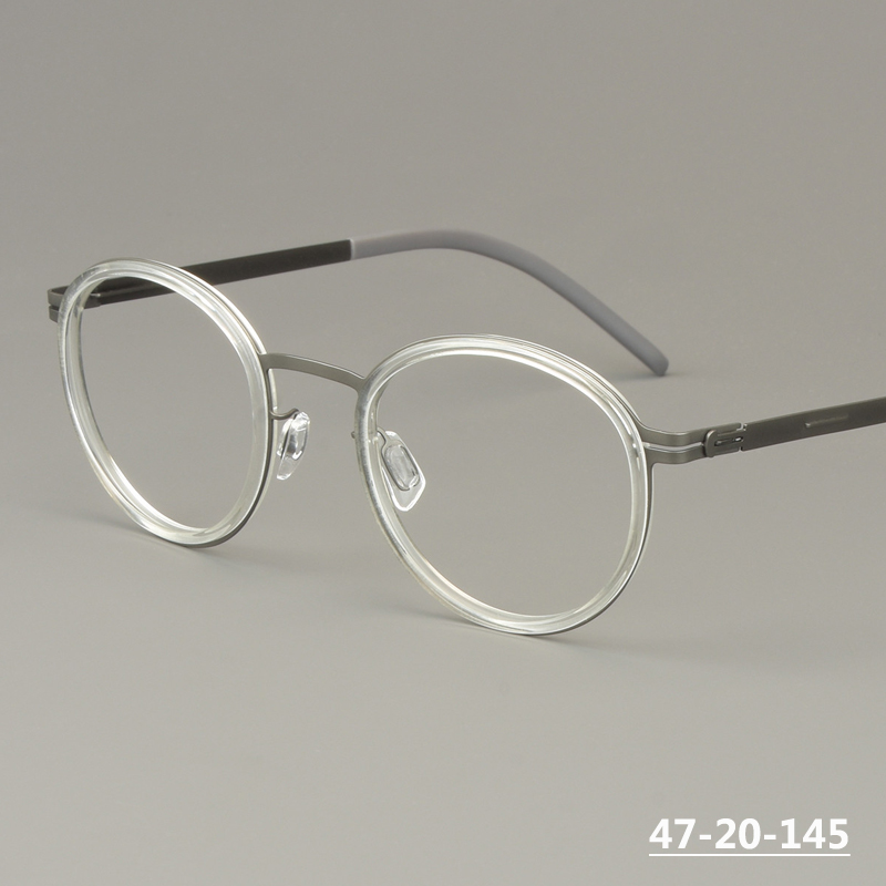 Jerman Screwless Oval bulat bingkai kacamata Pria Wanita Tona asetat Titanium kacamata ultra ringan Vintage kualitas tinggi kacamata