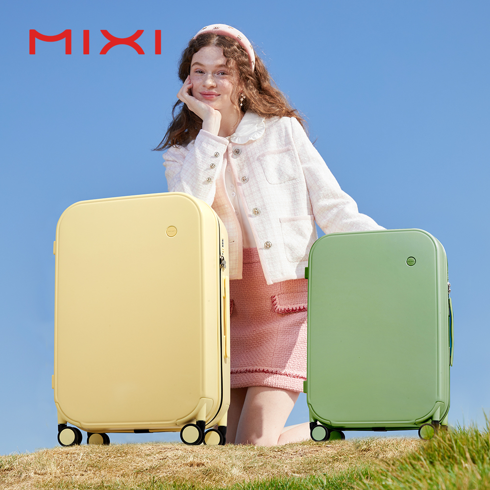 Mixi สิทธิบัตรออกแบบกระเป๋าเดินทางผู้หญิงผู้ชายกระเป๋าเดินทางล้อ Spinner รถเข็นกระเป๋า 20 "พกพา 24" 26 "ตรวจสอบ 100% PC