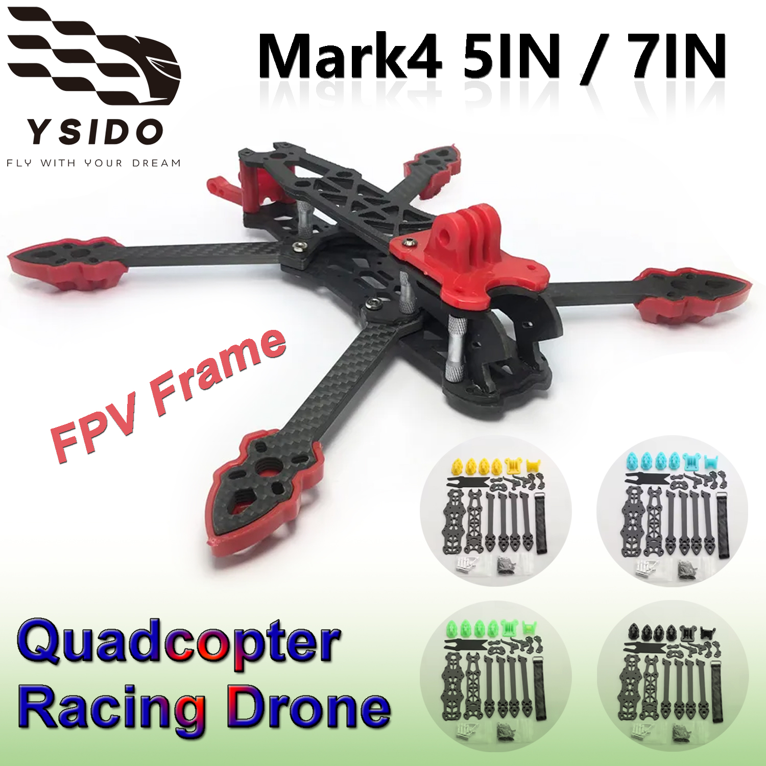 Mark4 5 polegadas FPV Quadro de Fibra de Carbono 225mm distância entre eixos 5mm braço Freestyle Quadro de Longo Alcance para RC Quadcopter drone de corrida