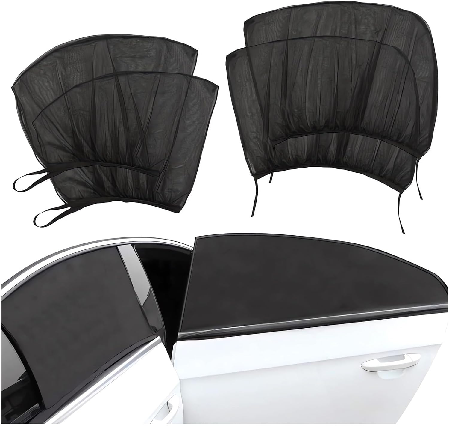 Lot de 4 pare-soleil pliables pour vitres latérales de voiture, protection UV, anti-moustiques, protection de la vie privée, rideau d'été