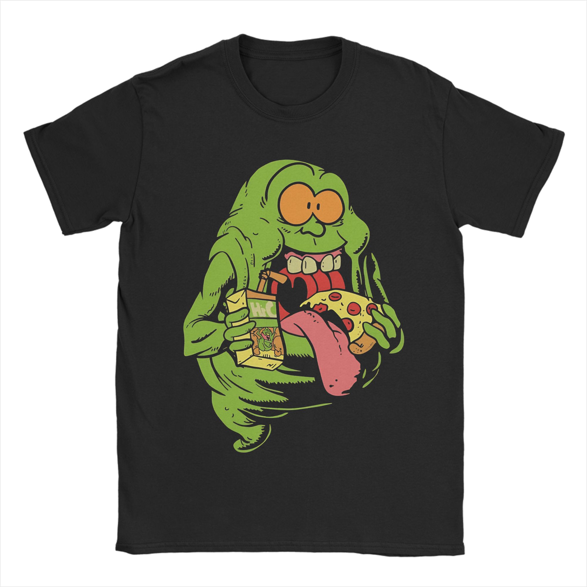 Ghostbusters Slimer Неоновая футболка Пляжные футболки в стиле хиппи Мужские хлопковые футболки с круглым вырезом 4XL 5XL 6XL Футболки с короткими рукавами Уличная футболка