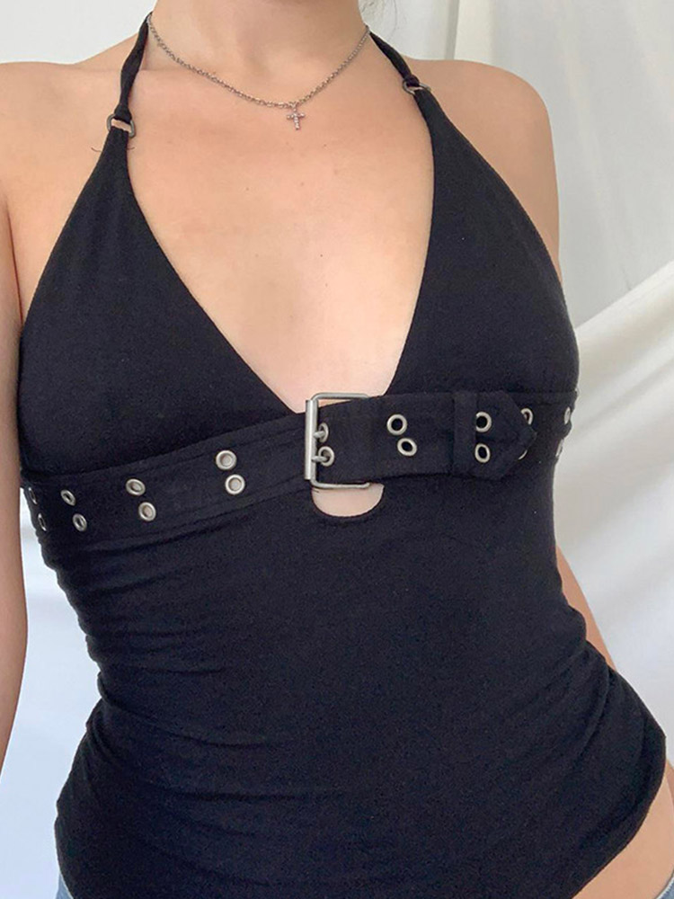 Y2k bandagem colheita topo preto sem costas rendas até bonito festa praia verão suores feminino retro básico mini colete punk