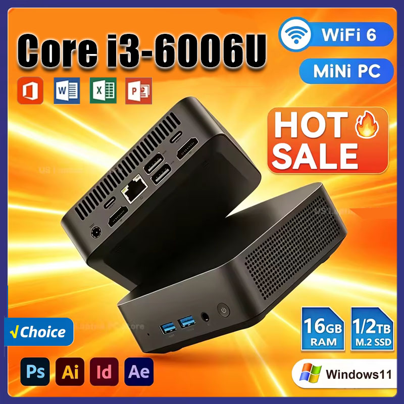 MINI PC Windows 11 Pro Core i3 6006u /i3 6100 Komputer do gier, biura, nauki, laptop, torba, 32GB RAM, 1TB 2TB SSD, WiFi 6, BT5.2, 4K, komputer stacjonarny