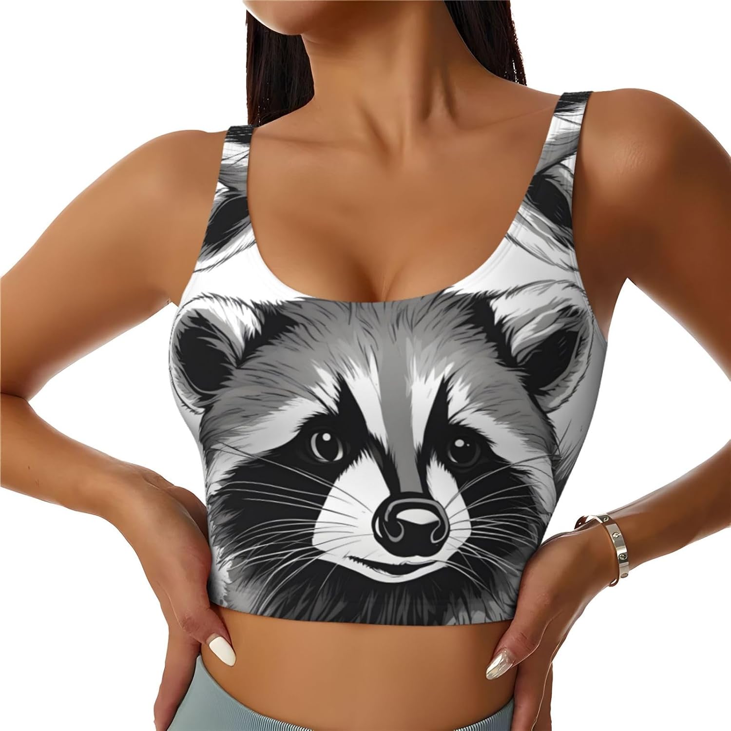 Cute Raccoon Prints Women's Sports Vest - Lightweight and Breathable Yoga Workout Fitness