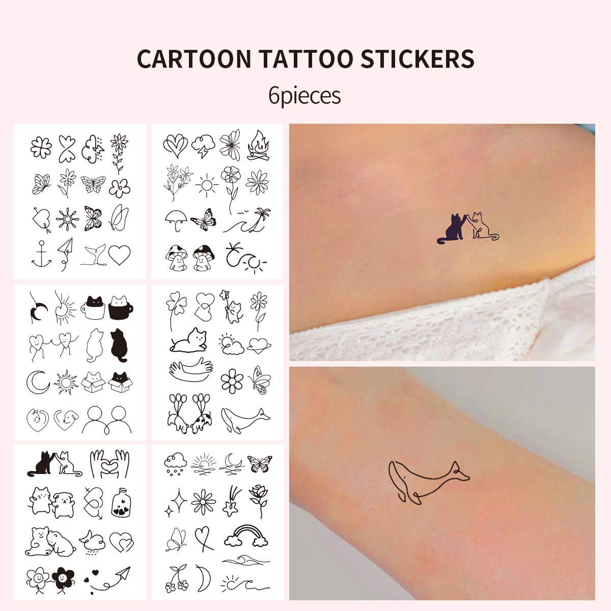 6 uds tatuaje temporal a prueba de agua pegatina tatuaje minimalista patrón personalidad tatuaje falso mujeres hombres tatuaje pegatinas desechables