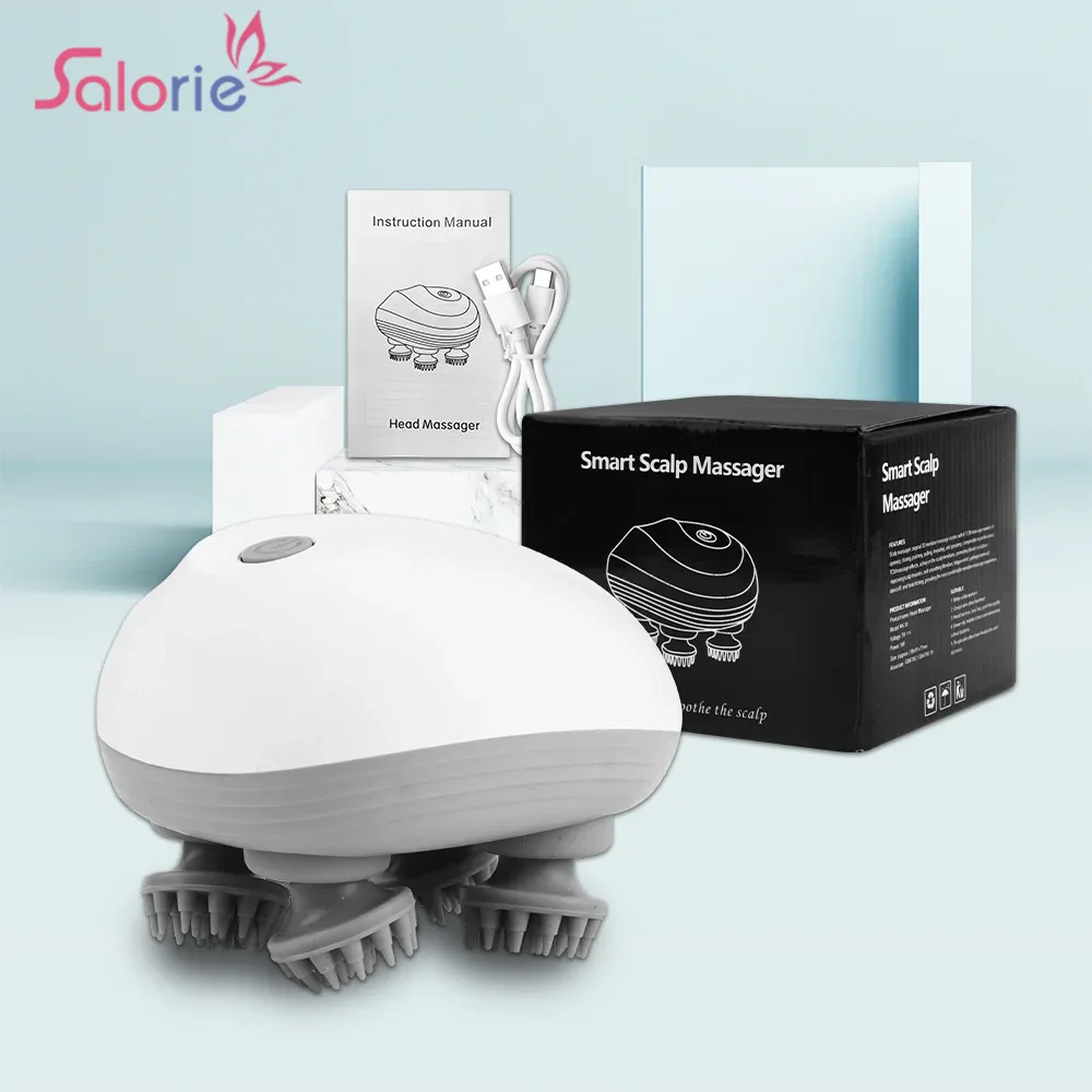 Masajeador de cabeza inalámbrico, cabeza eléctrica, cuero cabelludo, masaje relajante, cuerpo, hombros, tejido profundo, amasado, dispositivo vibratorio de masaje para mascotas y gatos
