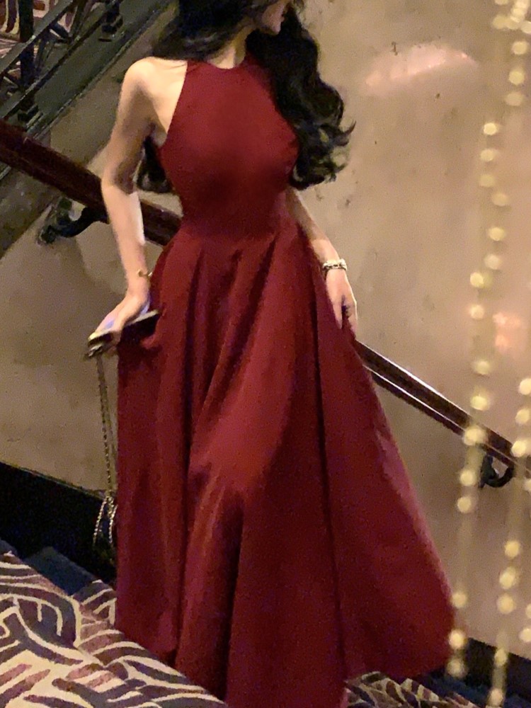 Mode Nieuwe Vrouwen Elegante Casual Midi Feestjurk Mouwloze A-lijn Solid Chic Verjaardag Prom Vestidos Vrouwelijke Kleding Gewaad Mujers