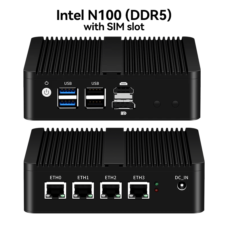 Бесвентиляторный мини-ПК Intel N100 J1900 N2840 N5105 J4125 4x 2.5G Ethernet Поддержка Windows Linux Pfsense OPNsense OpenWrt Виртуализация