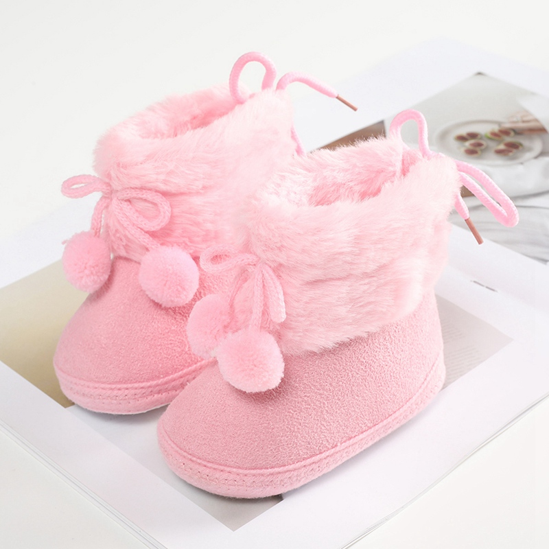 Botas de neve peludas de inverno Baywell – Sapatos de primeiros caminhantes com sola macia para bebês meninas de 0 a 18 meses
