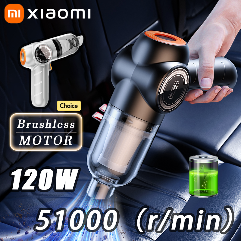 Aspiradora de coche Xiaomi MIJIA, aspiradora inalámbrica de mano con carga USB de alta potencia de 120W, fuerte succión para coche y hogar y oficina