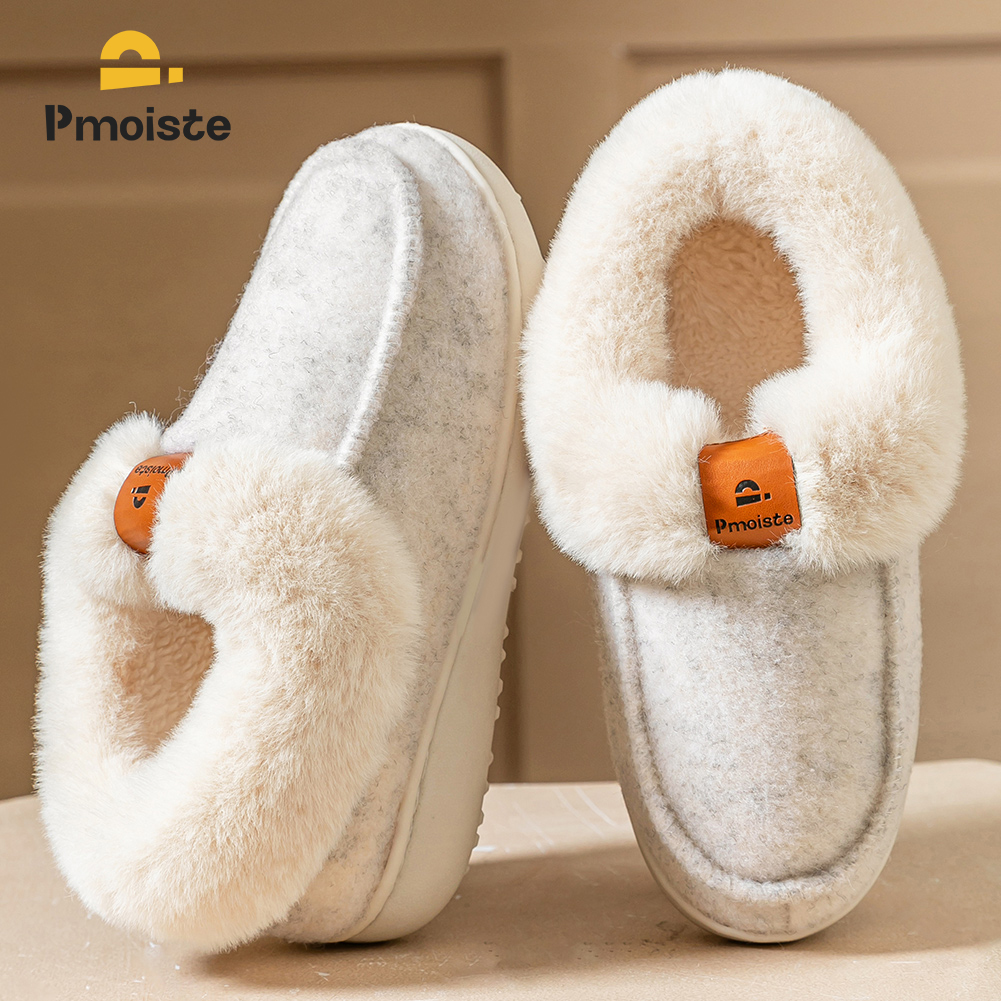 Plateau-Hausschuhe für Damen, Keil-Memory-Schaum, TPR, rutschfeste Sohle, warm, flauschig, für den Winter, langlebig, Schlafzimmer-Schuhe, gemütlicher Komfort