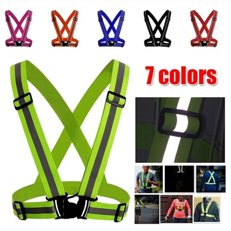 Evidenzia cinghie riflettenti Corsa notturna Abbigliamento da equitazione Gilet Gilet di sicurezza regolabile Fascia elastica per adulti e bambini