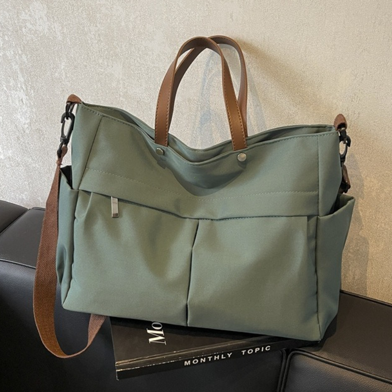Elegante Borsa Tote in Nylon per Donna, Grande Capacità con Tasche Multiple, Leggera Borsa a Spalla Casual per Uso Quotidiano e Shopping