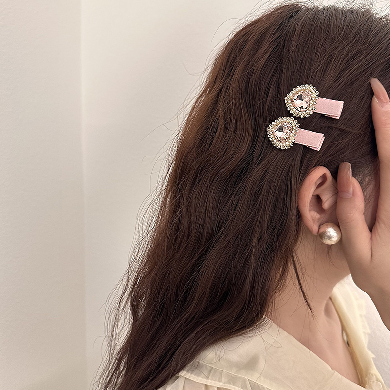 Réinitialisation de bouche de canard d'art de tissu de biscuits d'amour coréen pour les femmes, accessoires de cheveux doux et polyvalents, côté, rose