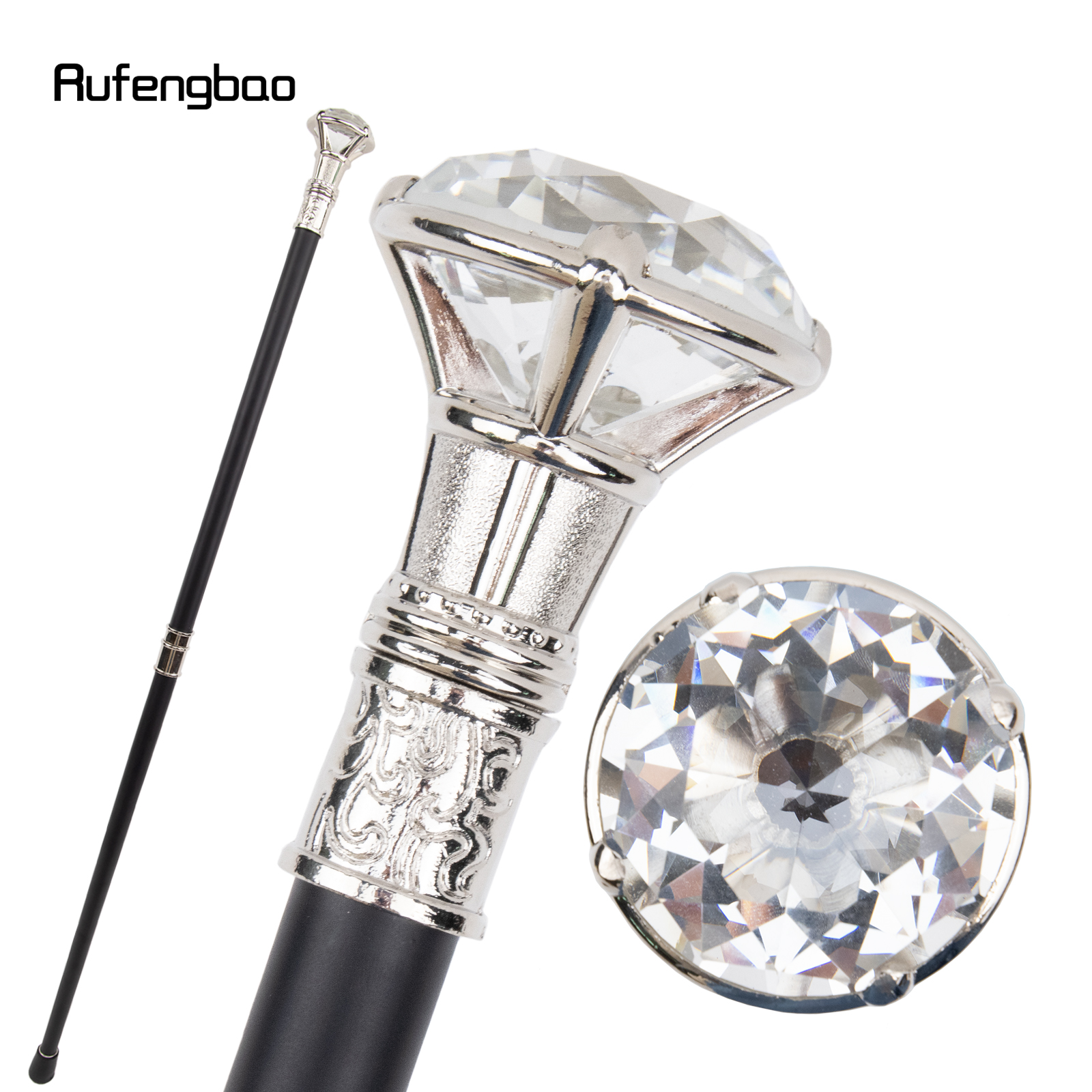 Transparant Diamant Type Wit Wandelstok Mode Decoratieve Wandelstok Heer Elegante Cosplay Rietknop Crosier 90Cm