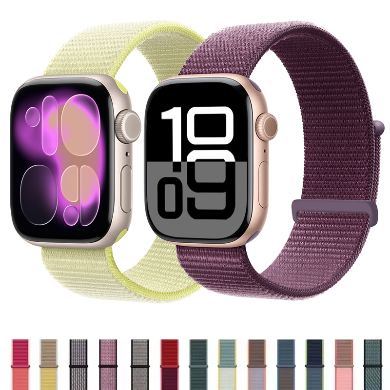 Nylonschlaufe für Apple Watch Armband 45 mm 44 mm 49 mm 46 mm 40 mm 41 mm 42 mm Correa Armband iWatch Serie 11 6 Se 7 8 9 10 Ultra2 Band