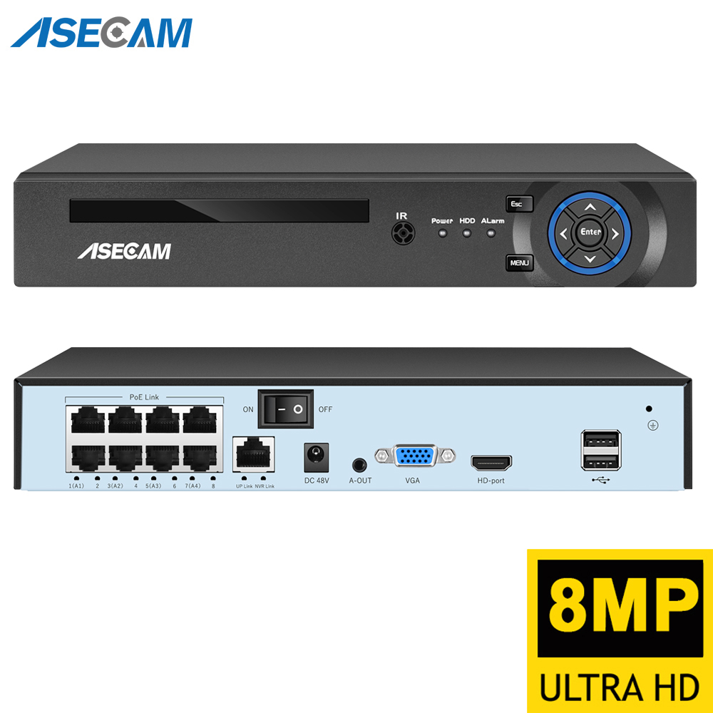กล้อง IP เสียงเครื่องบันทึกวีดีโอ8MP สุด POE NVR H.265กล้องวงจรปิดเครือข่าย ONVIF ตรวจจับใบหน้ากล้องวิดีโอ P2P RTSP