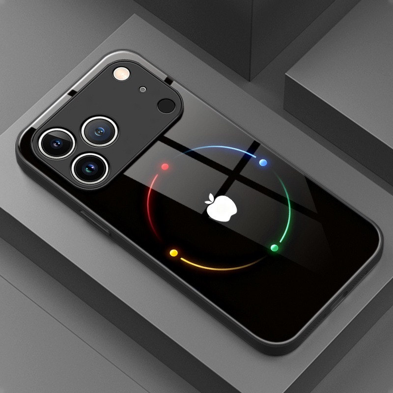 Красочный чехол Halo для телефона из закаленного стекла с узором Apple для iPhone 17, 16, 15, 14, 13, 12, 11 Pro Max 17 Air 7 8 Plus XR XS X Cover