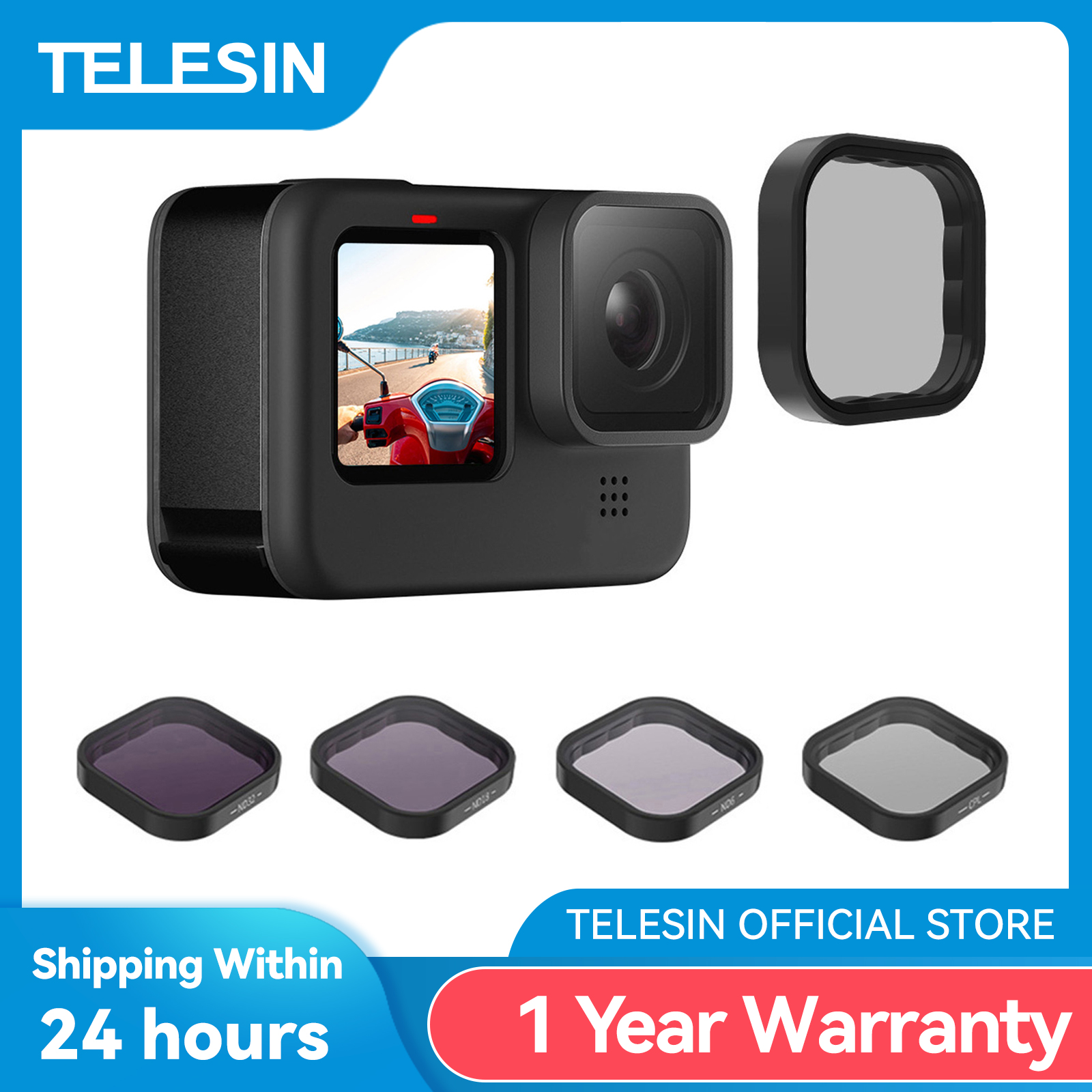 TELESIN ND8 ND16 ND32 CPL juego de filtros de lente marco de aleación de aluminio para GoPro Hero 9 10 11 12 cámara de acción negra lente ND CPL