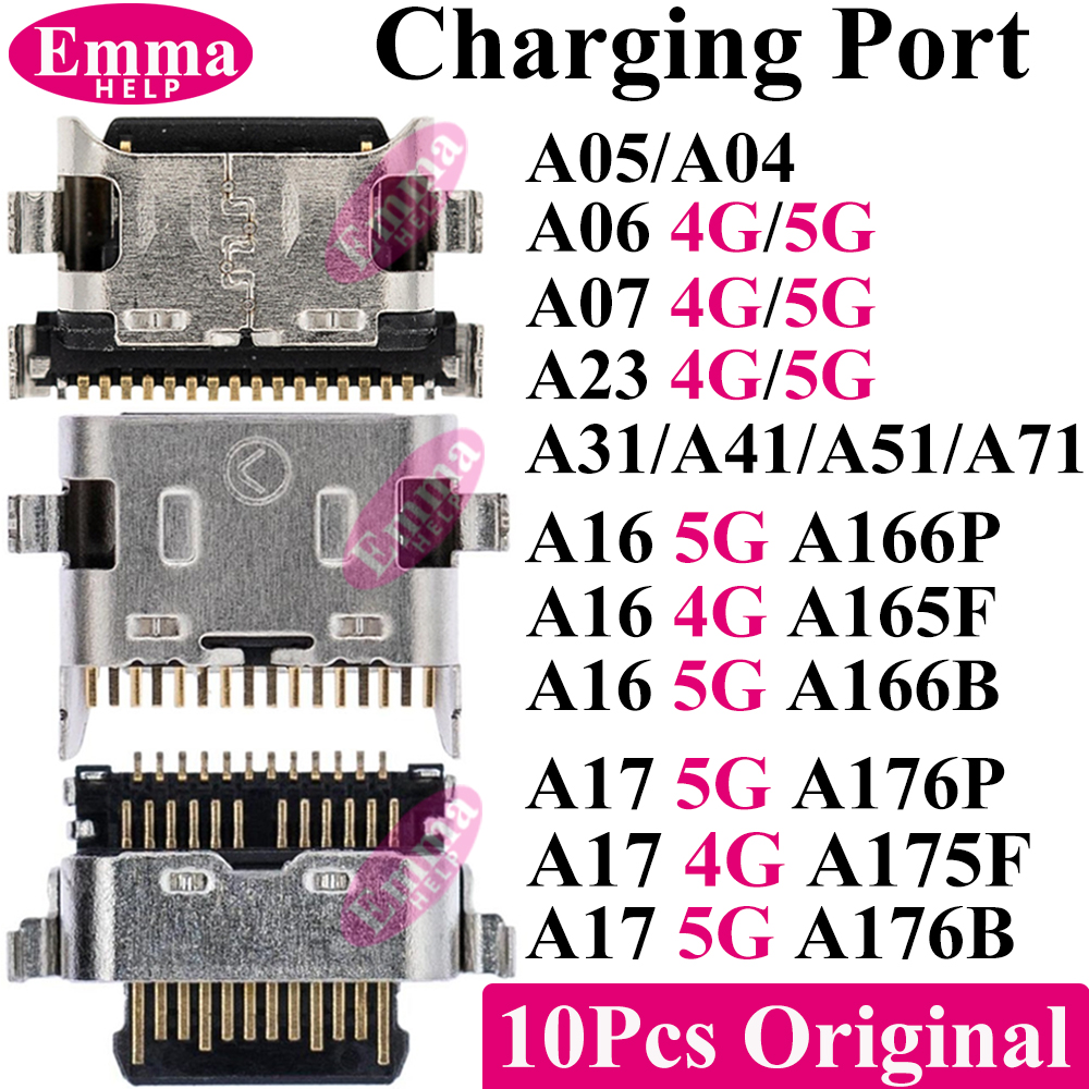 10 шт. разъемов для зарядки (USB) для Samsung A06 A07 A05 A04 A13 A14 A15 A17 A25 A31 A50s A51 A16