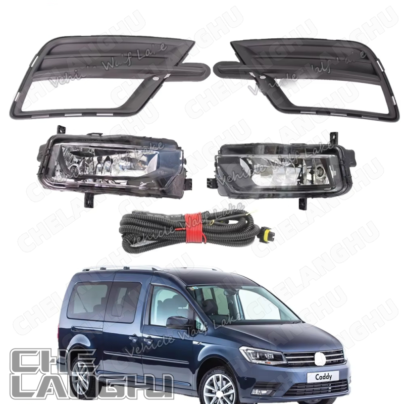 Per VW Caddy 2016 2017 2018 2019 Griglia Copri Fendinebbia Alogena con Cablaggio / Assemblaggio Completo