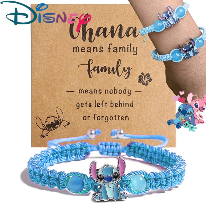 Disney Stitch สร้อยข้อมือการ์ตูน Lilo และ Stitch อะนิเมะพิมพ์น่ารักของขวัญของเล่นเด็กสาวคริสต์มาสของขวัญ