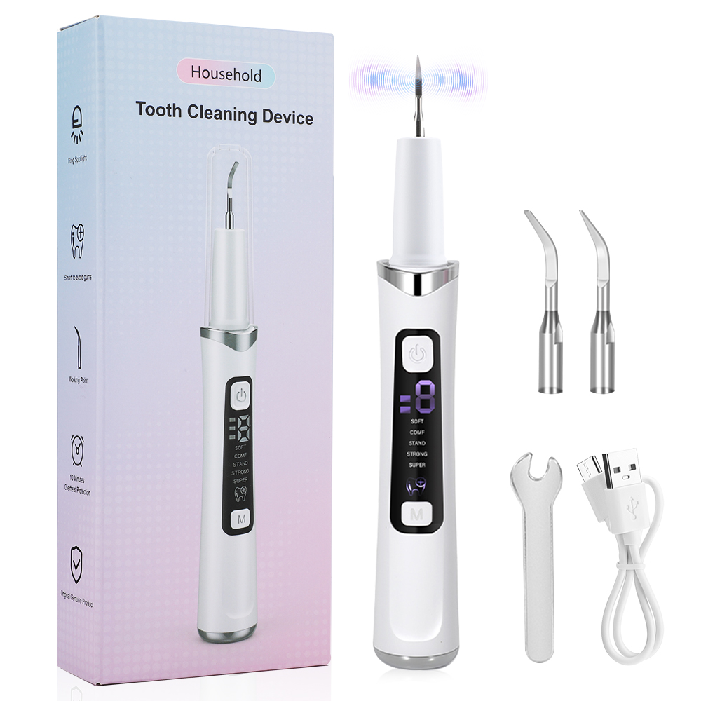 Ultradźwiękowy skaler dentystyczny do usuwania kamienia nazębnego, 5 trybów z oświetleniem LED, domowe narzędzia do czyszczenia zębów, środek do czyszczenia jamy ustnej.