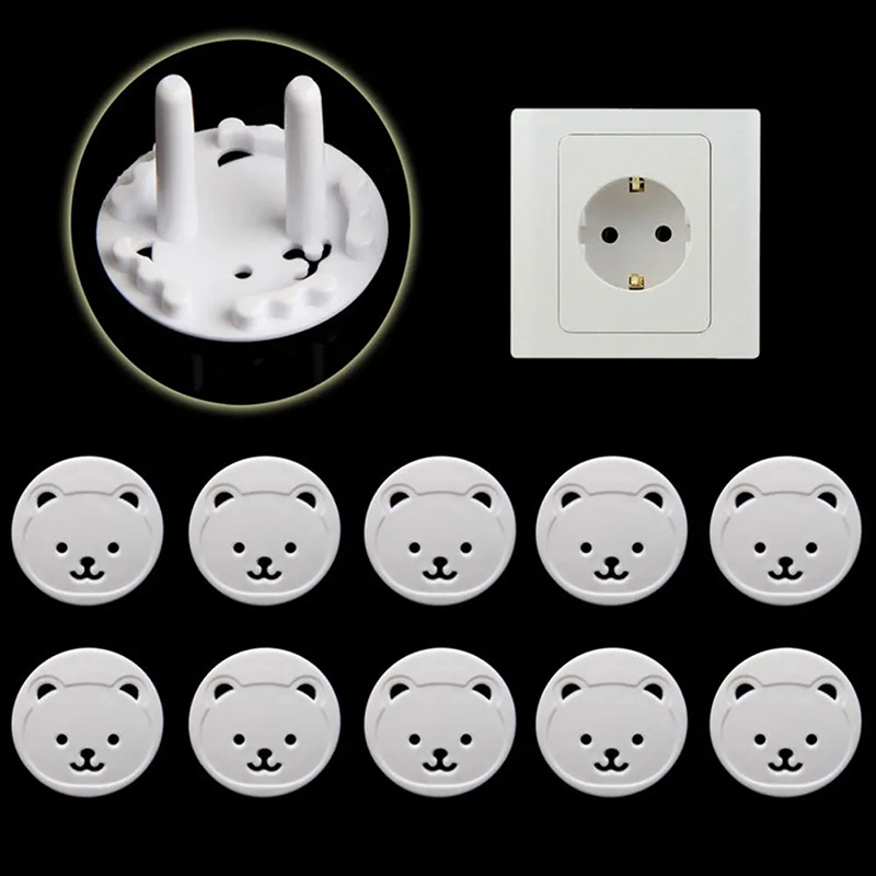 10 pçs urso tomada de energia da ue tomada elétrica do bebê crianças guarda segurança proteção anti choque elétrico plugues protetor capa