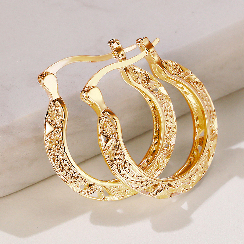 Pendientes de Aro con Diseño Hueco de Huitan para Mujer, Estilo Metálico, Forma de U, Pendientes Circulares Modernos, Joyería de Moda para la Oreja