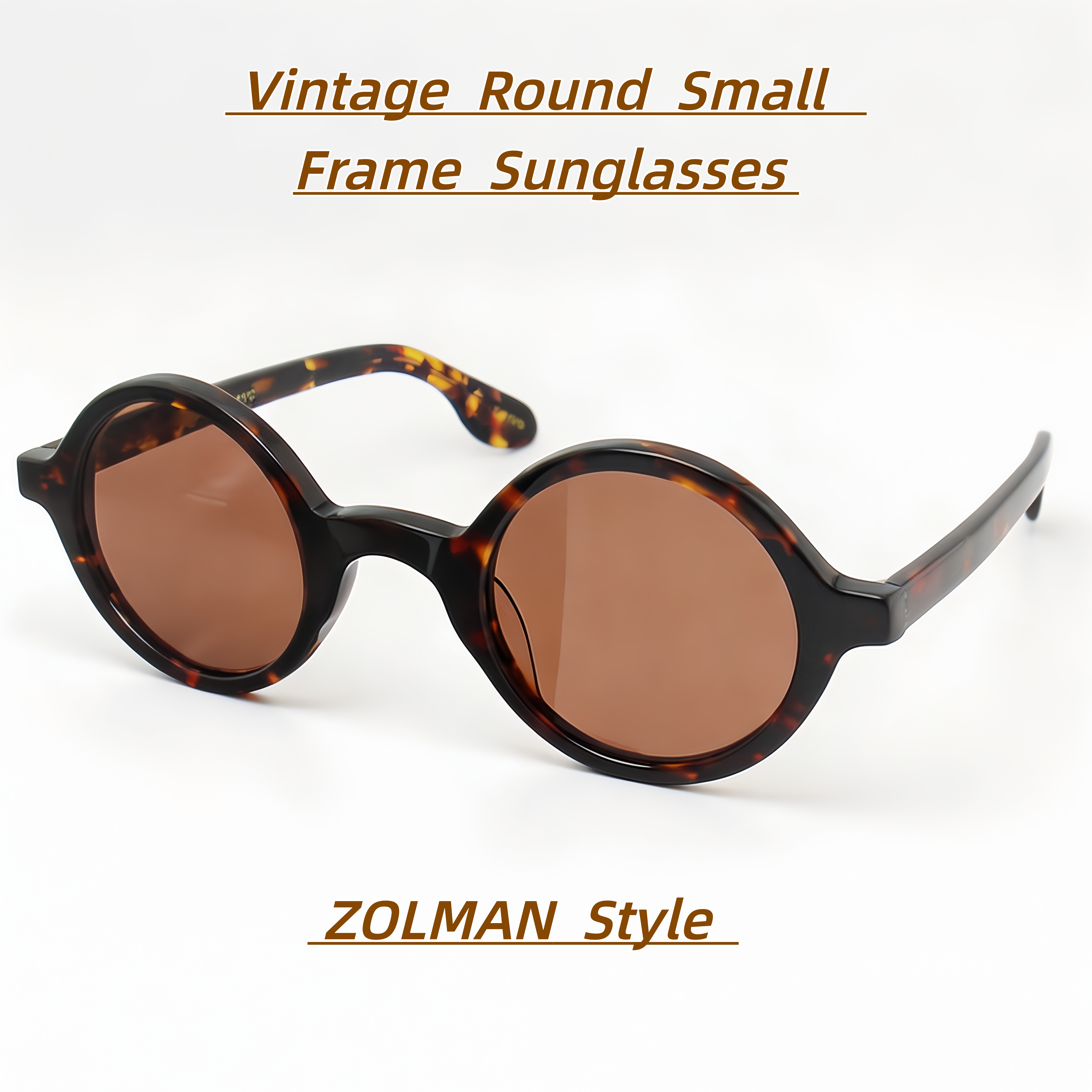 Novos Óculos de Sol de Luxo ZOLMAN, Estilo MOSCO, Acetato Redondo Retro Polarizado UV400, Óculos Unissex para Celebridades