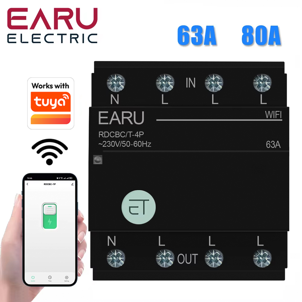 Disyuntor WIFI trifásico, temporizador de tiempo inteligente, interruptor de relé, Control remoto por voz por aplicación Tuya, casa inteligente, Alexa y Google Home
