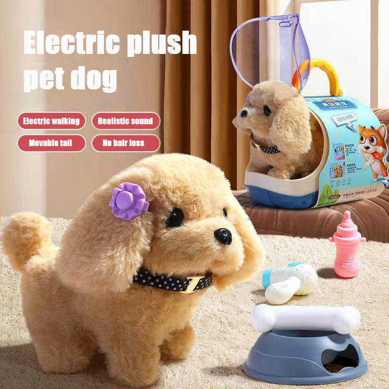 Juguete electrónico para perro, muñeco de peluche interactivo que vibra, movimiento automático, cachorro eléctrico, regalo para bebés y niños, novedad