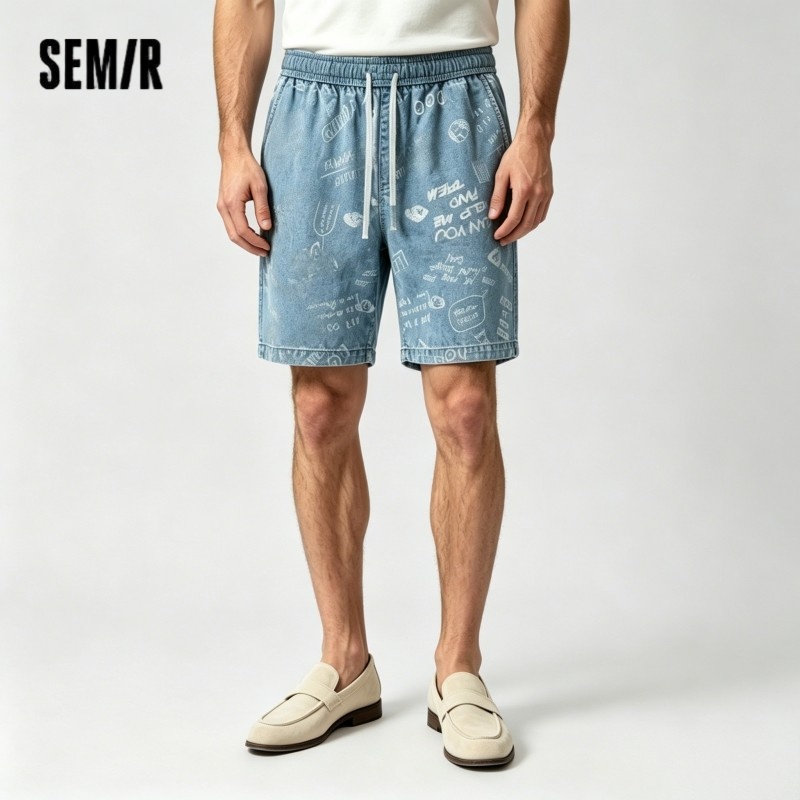 Мужские джинсовые шорты Semir 2026: свободные, прямые, до колена, повседневный стиль, мягкие, для ежедневной носки