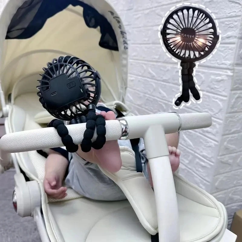 Przenośny składany wentylator biurkowy USB, ręczny wentylator do wózka dziecięcego na zewnątrz, mały wielofunkcyjny mini wentylator Summer Mute Octopus