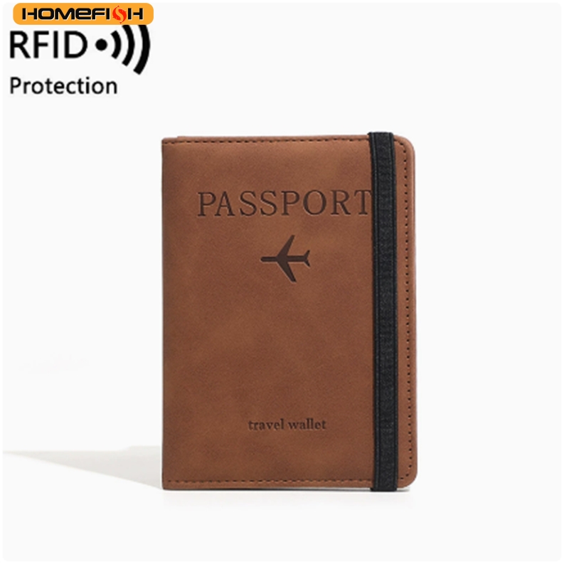 HOMEFISH Damen Herren RFID Vintage Geschäfts-Reisepasshülle Multifunktionale ID- und Bankkarten PU-Leder Brieftasche Reisezubehör