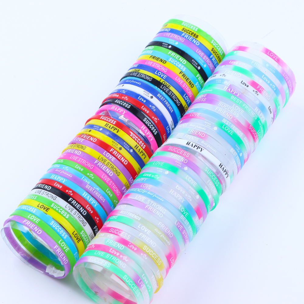20/30/50/100 Teile/los Mode Sport Mehrfarbige Leucht Silikon Armbänder Männer Frauen Mix Stil Gummi Armband Schmuck geschenk