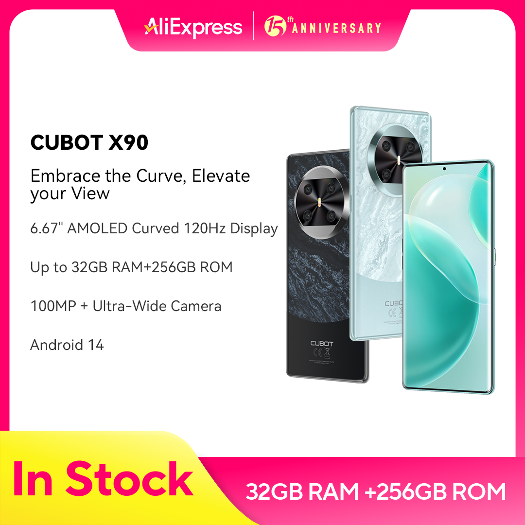 CUBOT X90, New Smartphone Android 14, 6.67" AMOLED Curved 120Hz Display, 32GB RAM(16GB+16GB), 256GB ROM, Helio G99, 100MP, NFC