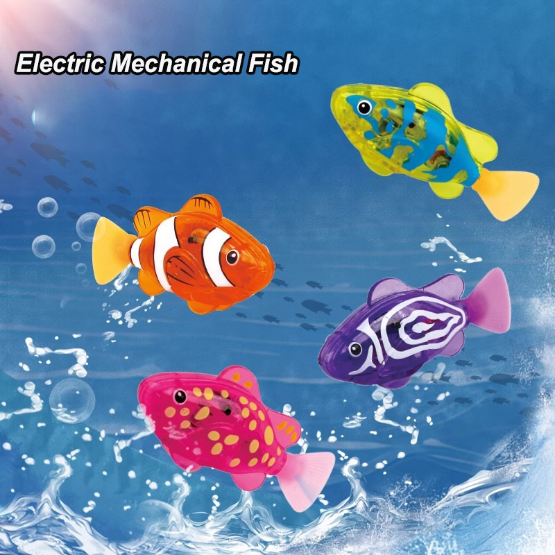 4PCS Leucht Schwimmen Induktion Elektrische Fisch Baby Bad Spielzeug Wasser Haustier Fisch Schaukel Fisch Simulation Clown Fisch Kinder Geschenke