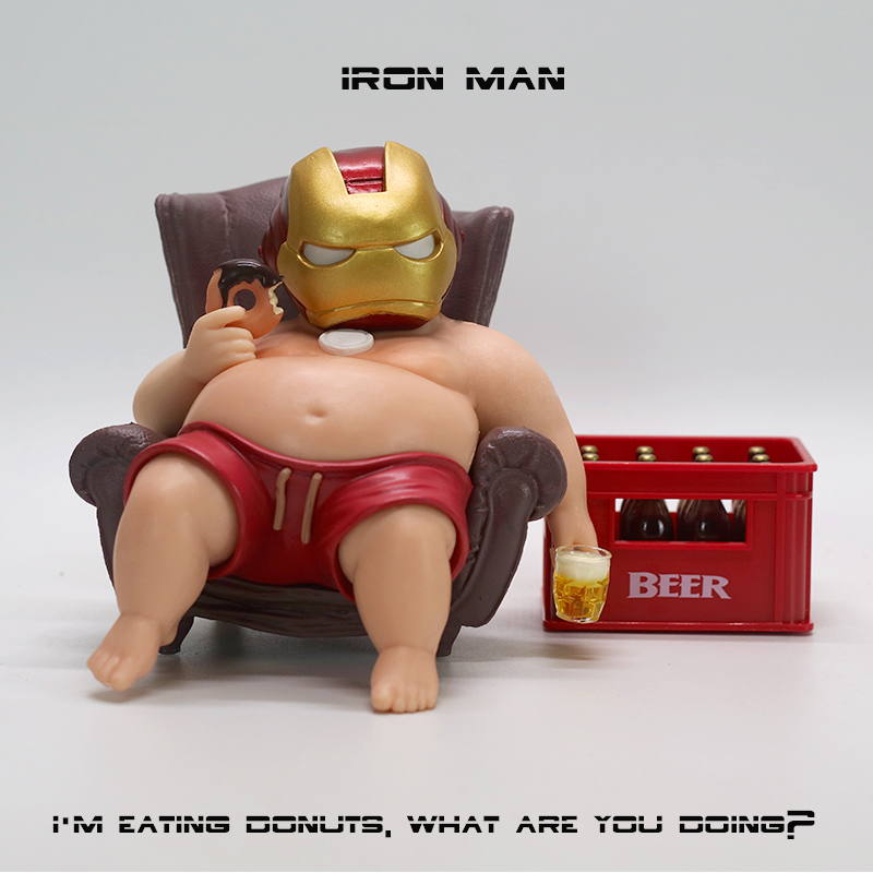 12 cm The Avengers Iron Man Fat Boy Figur Niedliche Anime Action Collection Desktop Ornament Dekoration Auto Ornamente Kinder Spielzeug