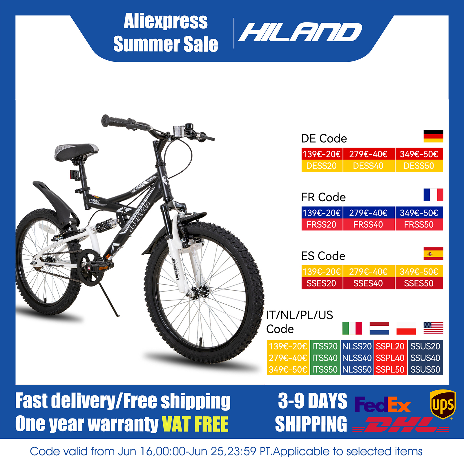Joystar 20 Inch Kinderfiets Voor Kinderen Van 5-13 Jaar Oud, Kinderen Mountainbike Met Dubbele Vering