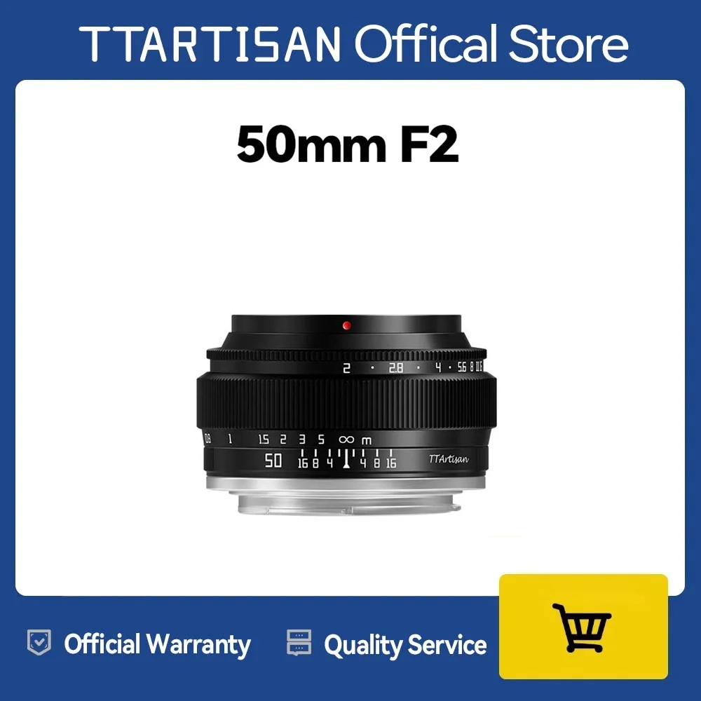 Objectif TTArtisan 50mm F2 Prime pour Sony E Mount Fujifilm XF Canon M Leica L Nikon Z Panasonic Olympus M43 objectif d'appareil photo