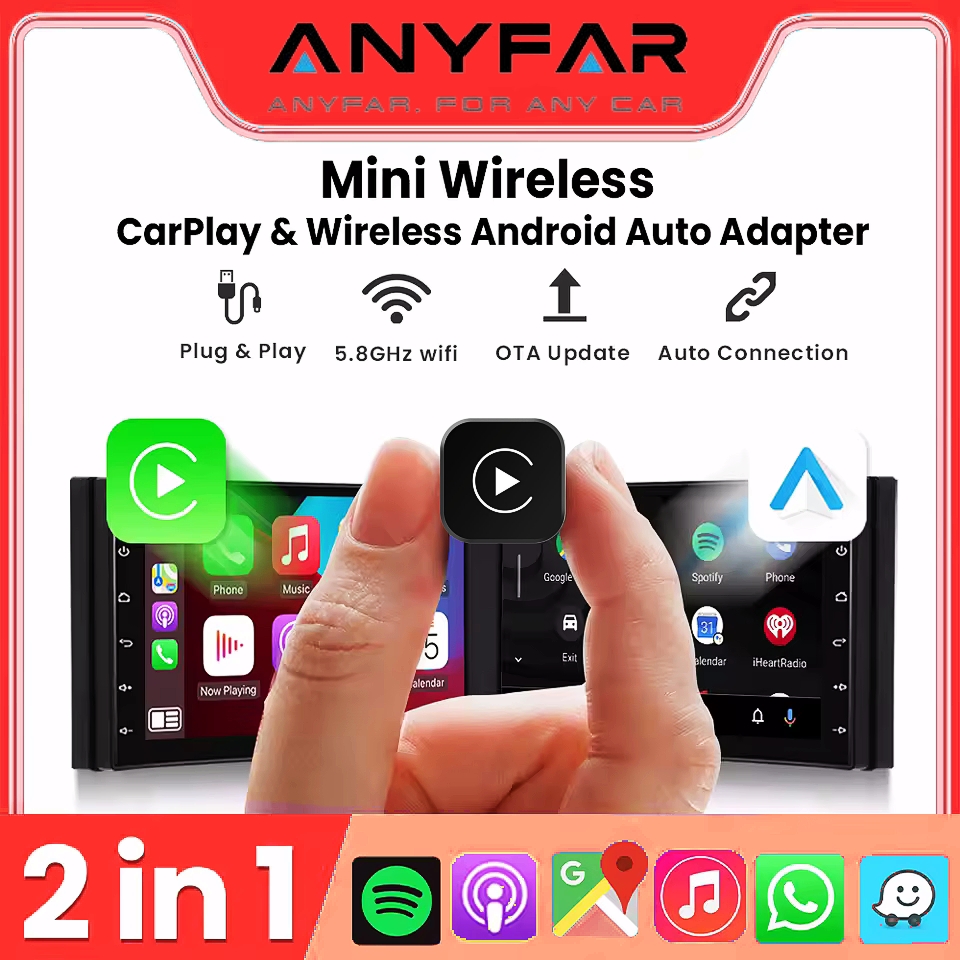 Adapter 2w1 Bezprzewodowy CarPlay i Bezprzewodowy Android Auto AI Smart Box Inteligentne Systemy Samochodowe Do Samochodów Z Przewodowym CarPlay