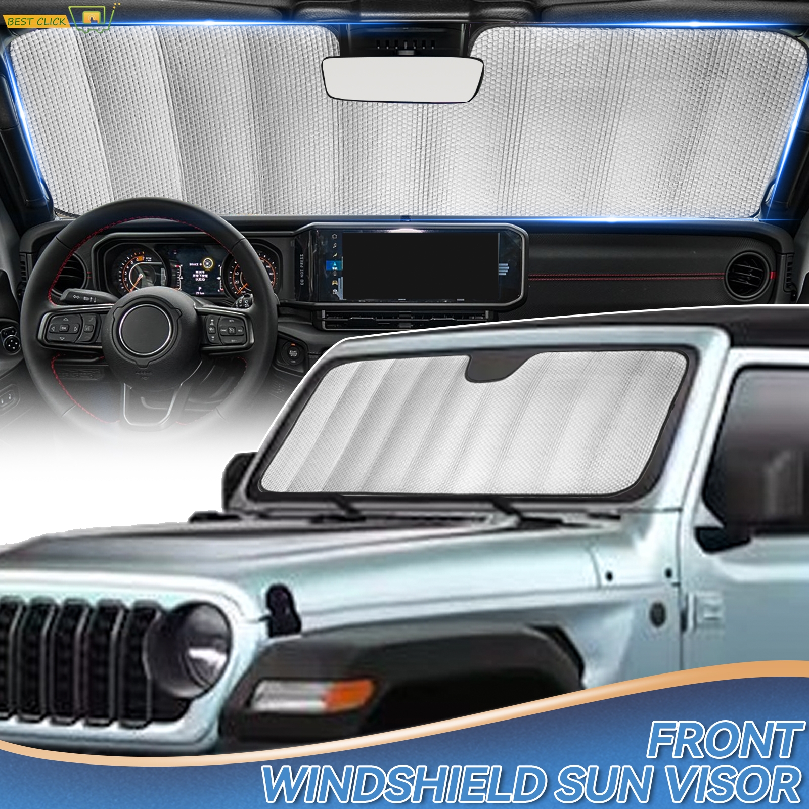 Pare-brise avant de voiture, couverture de pare-soleil, isolation, moulures intérieures, accessoires pour Jeep Wrangler JL 2024 2025 2/4 portes