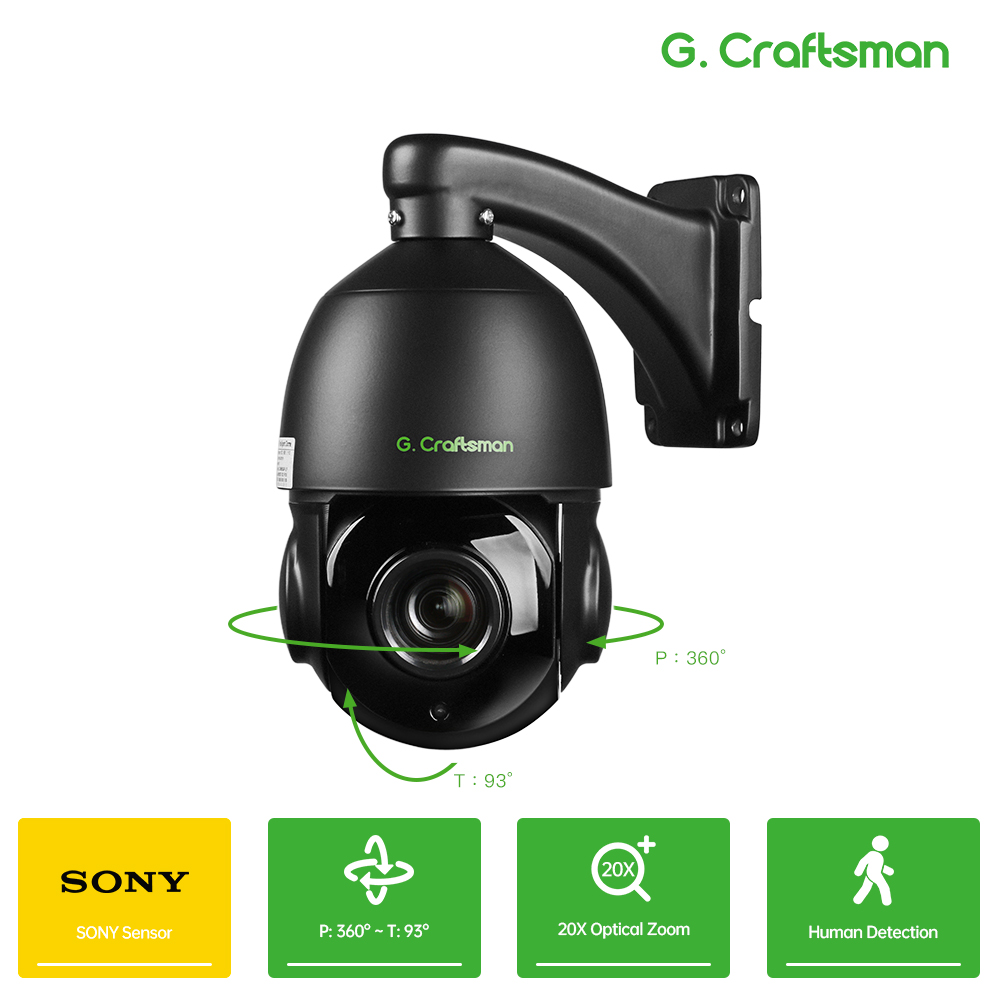 RU XMEYE 6MP POE, 20X, PTZ, S-O-NY IMX335, Обнаружение человека, Оптический зум, IR 60M CCTV Security Waterproof G.Craftsman