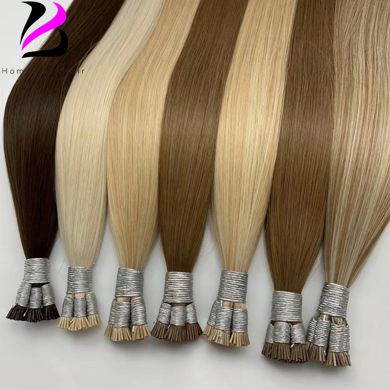 I เคล็ดลับ Virgin Hair Extensions 613 สําหรับผู้หญิงสีดํา 100% Remy ผมเป็นกลุ่ม I Tip Natural Hair Extensions ตรง Natural Fusion
